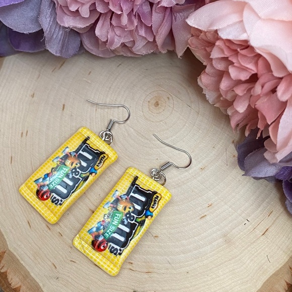 Whimsical Peanut M&M Chocolate Candy Earrings - Picture 4 of 10